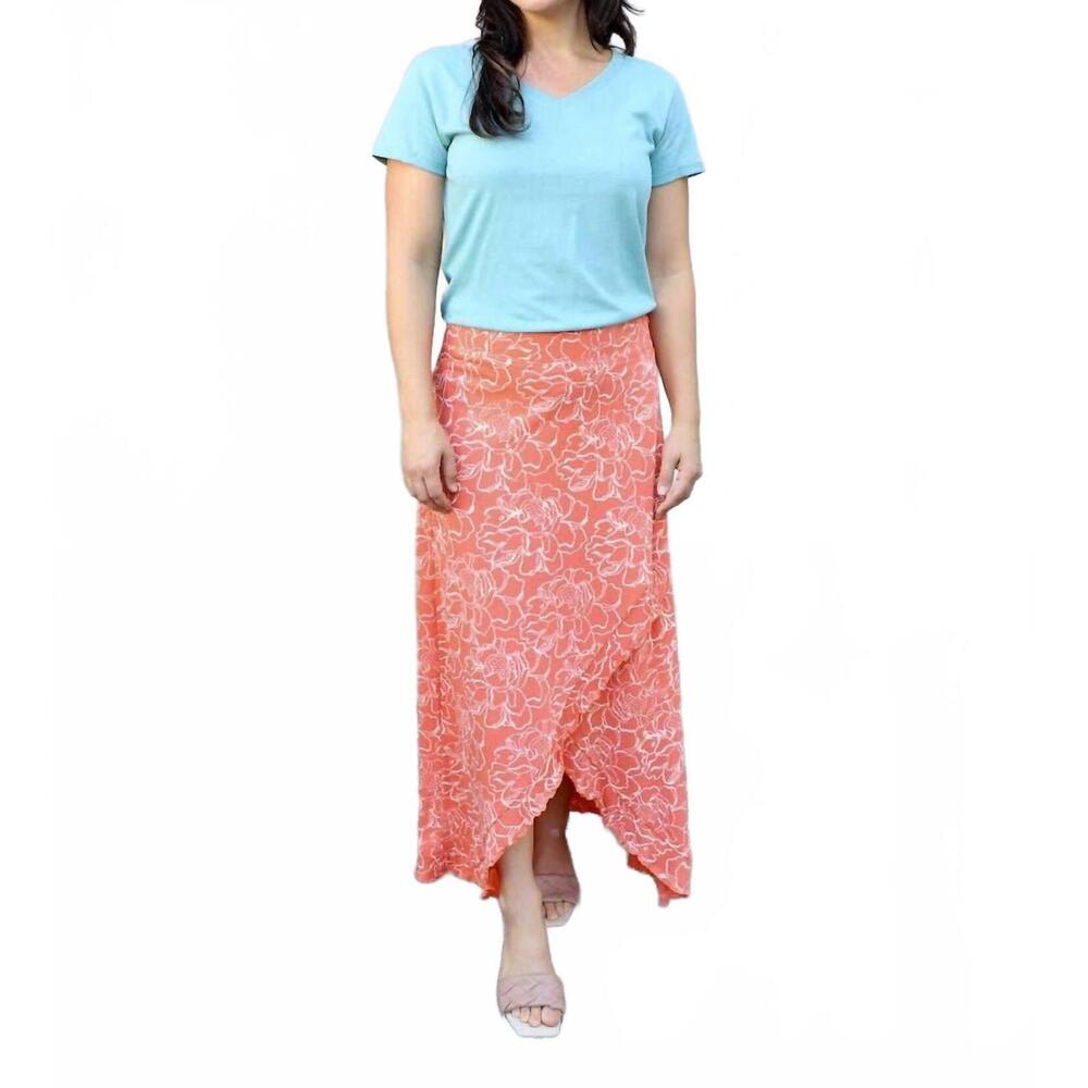 NEW PASSION LILIE maxi wrap skirt in coral
